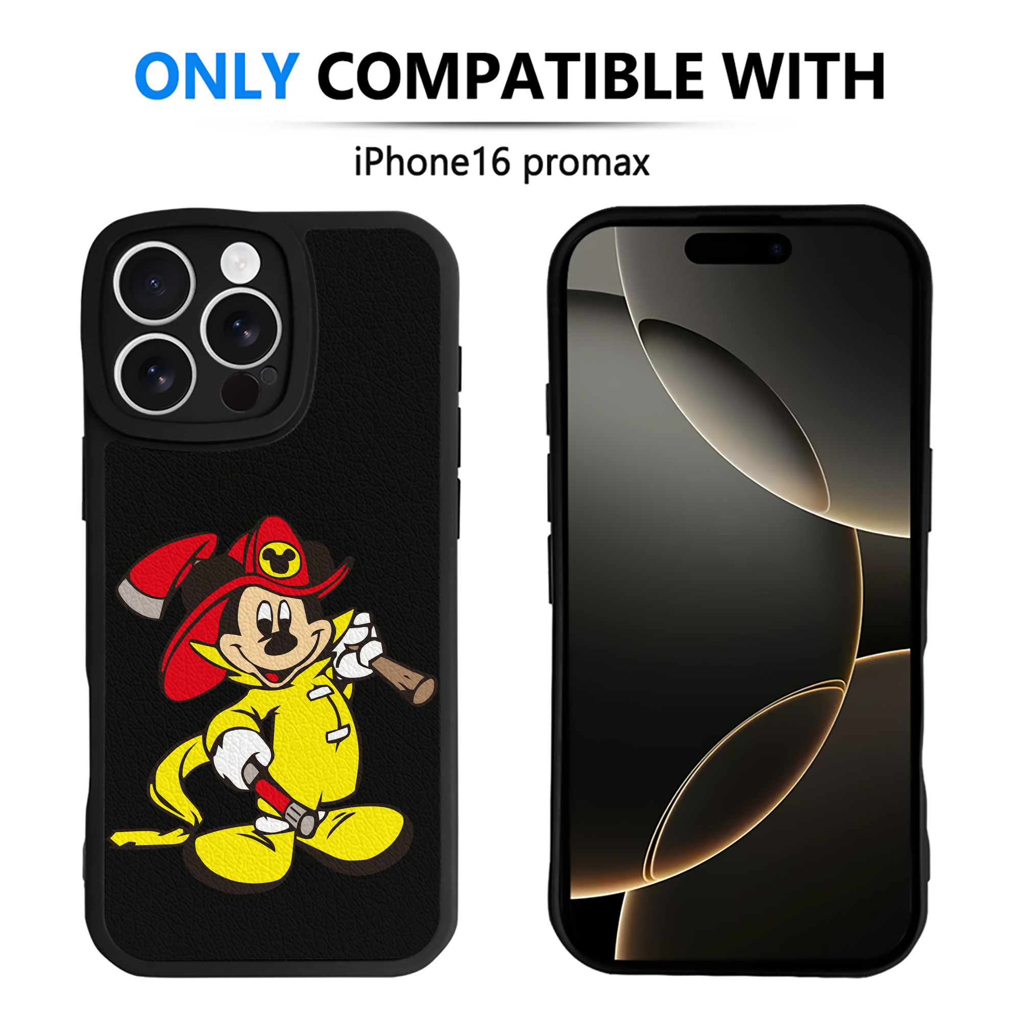 （画像用） ミッキーマウス Mickey Mouse 【iPhone 16シリーズ対応】シリコンスマホケース（レザー調） 材質：シリコン